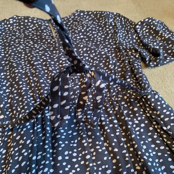 Isabel Maternity by Ingrid & Isabel Blue Polka Dot Midi Tie Dress Size M - Picture 8 of 12